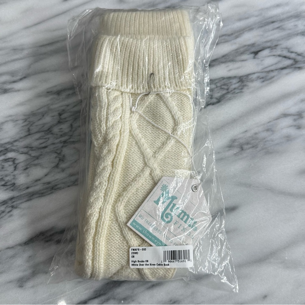 Show Me Your Mumu High Cream Knee Cable Knit Socks One Size New NWT